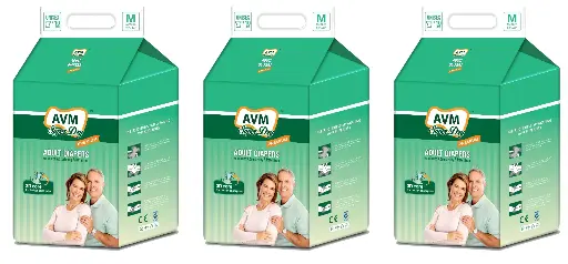 AVM Super Dry Premium Adult Diaper M size (Medium) | Unisex | Waist (28"-44") PACK OF 3 (30 pcs) | High Absorption | Wetness indicator | Leak proof | Odour lock.