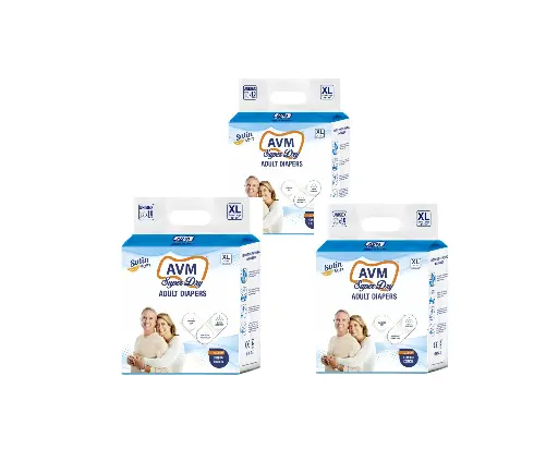 AVM Super Dry Comfort Adult Diaper XL Size (Extra Large) | Unisex | PACK OF 3 (30 pcs) | High Absorption | Wetness indicator | Leak proof | Odour lock.