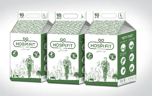 Hospifit Adult Diaper - Unisex Large size (38"-60") PACK OF 3 with High Absorption/Wetness indicator/Leak proof/Odour lock.