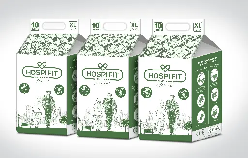 Hospifit Adult Diapers -Unisex Extra Large size (48"-68") PACK OF 3 with High Absorption/Wetness indicator/Leak proof/Odour lock.