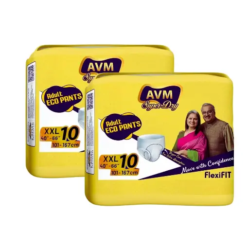 AVM Super Dry ECO Adult Diaper Pants XXL (Double Extra Large) | Waist Size (40-66 Inches | 101-167 Cm) | Unisex 2 Pack /20 Pcs